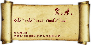 Körözsi Amáta névjegykártya